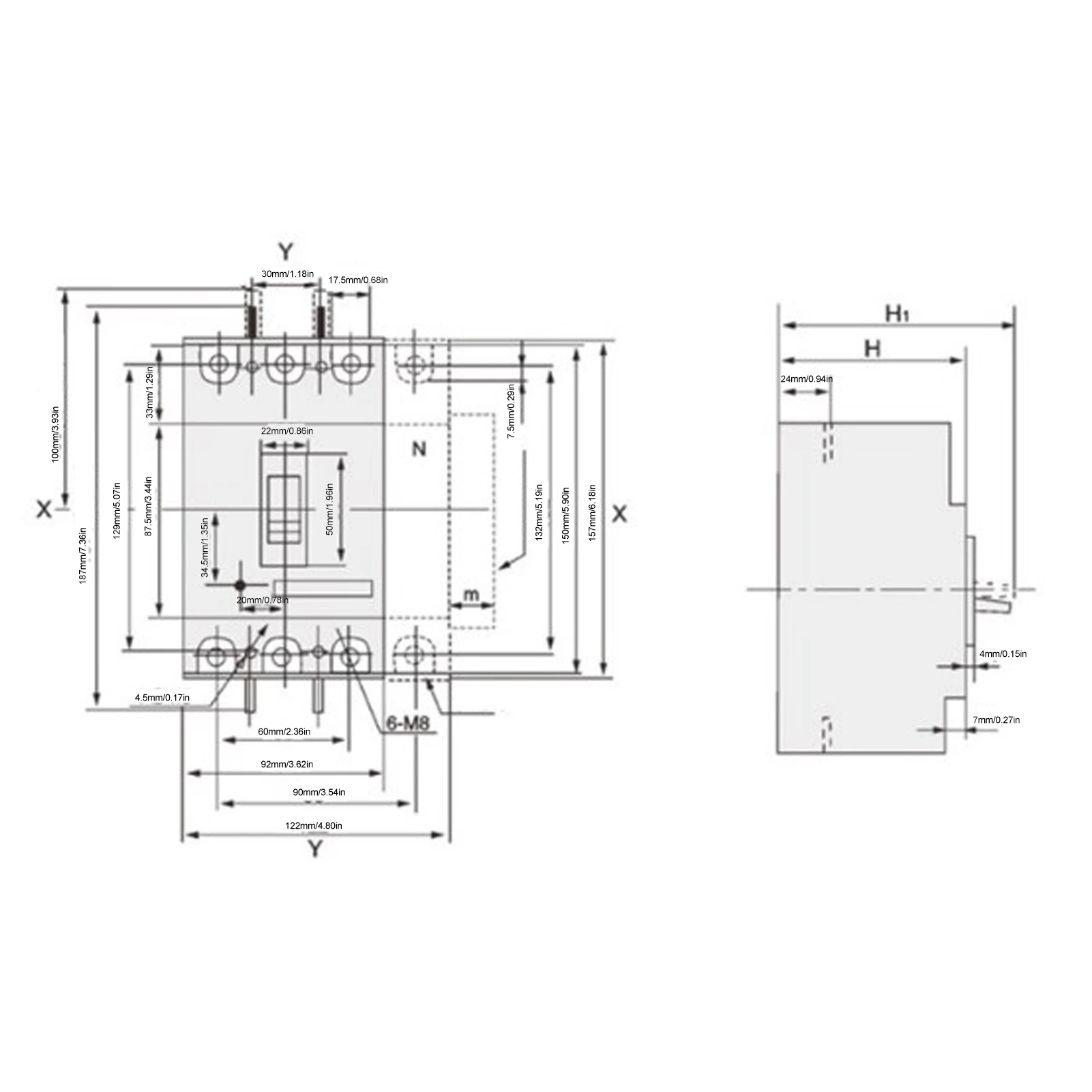 DC Circuit Breaker 2P 100A Flame Retardant Plastic Shell Silver Alloy Contact Short Circuit Protection Switch 1000V