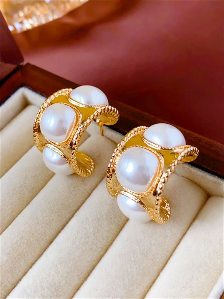 Kshmir 2024 Imitation Pearl Ear Hoops Women Fashion Earrings Jewelry Elegant Style Wedding Party Gift