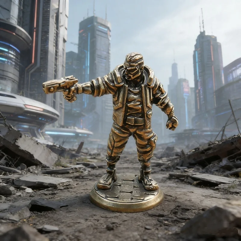 

Cyberpunk Retro Metal Mini Soldier Model Desktop Game Ornament Vintage Punk Warrior Figurine Boys Gift