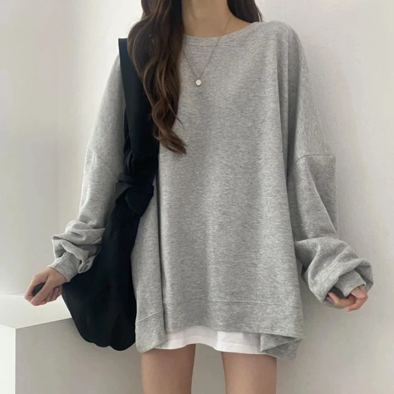 Oansatz Faul Stil Einfachheit Lose Hoodies Sweatshirts Frühling Herbst Langarm High Street Tops Mode Lässig Frauen Kleidung