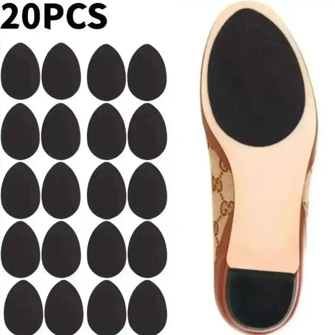 

20 Pcs Rubber Non-Slip Shoe Insoles for Leather Shoes, High Heels, Boots, Adhesive Sole Protectors for All Seasons (Neutral)