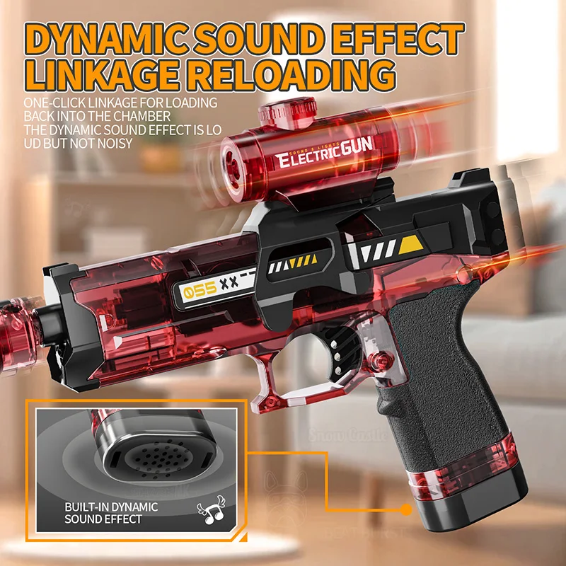 LED Glowing Smoke Electric Shooting Gun Toy for Kids Simulated Sound Effect Children Outdoor Play Automatic Pistol Christmas Toy