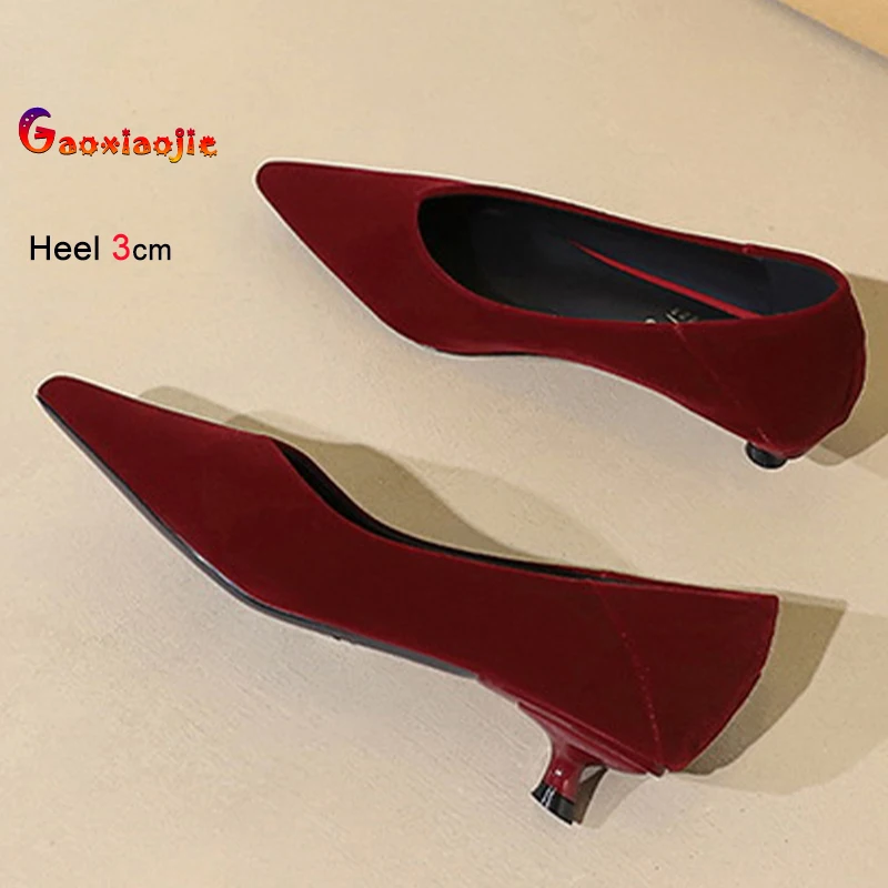 

Новые женские туфли-лодочки из замши винного цвета на массивном каблуке 3 см, с острым носком, на низком ходу, элегантные, для весны и осени