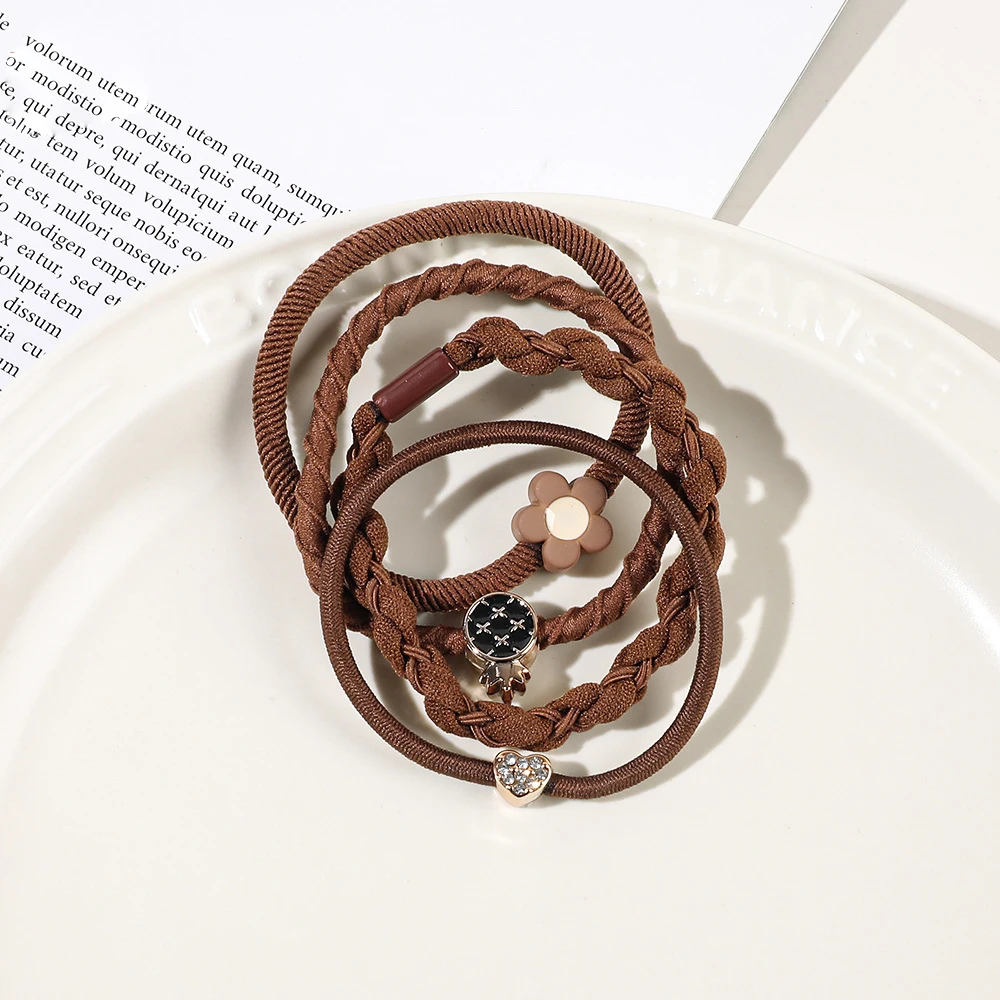 4 teile/satz Frauen Mädchen grundlegende Haar bänder einfache einfarbige elastische Stirnband Pferdes chwanz Halter Haar gummis Haarschmuck Ornamente – Detail 10