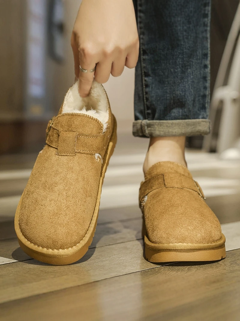 

Men's Winter Thickened Fleece Lined Warm Cotton Slip-On Casual Low Cut Anti-Cold Birkenshoes Comfortable Fashionable Boots