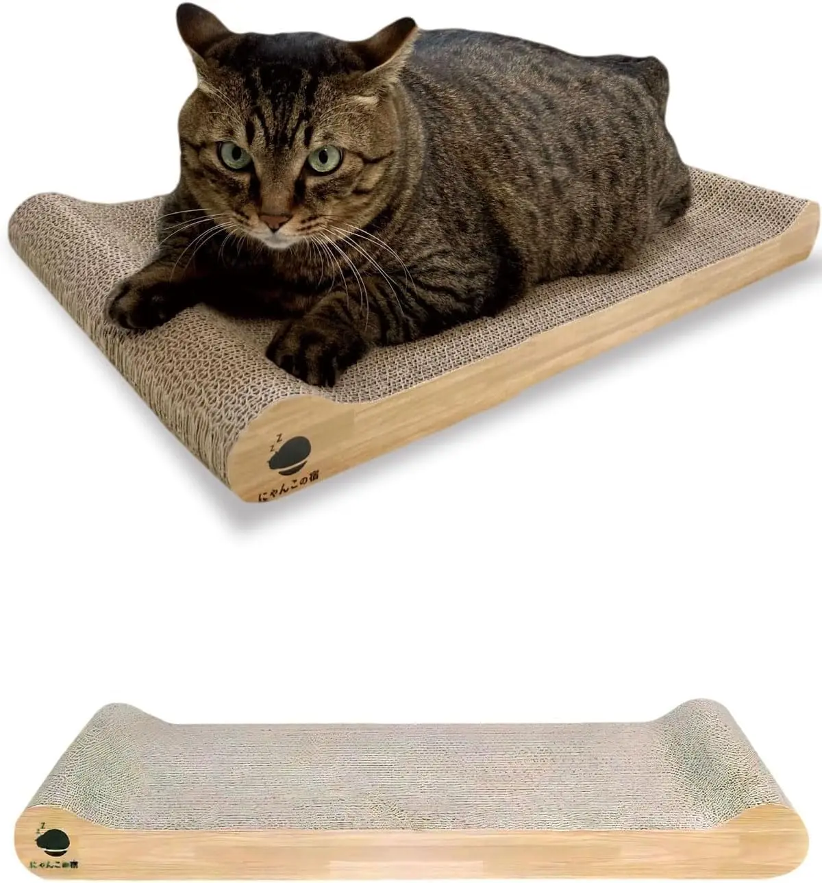 

NyankonoYado No Mess & 1-Year Durable Cat Scratcher, Cardboard Scratch pad Bed Vet-Approved, Extra-Wide Reversible Cardb