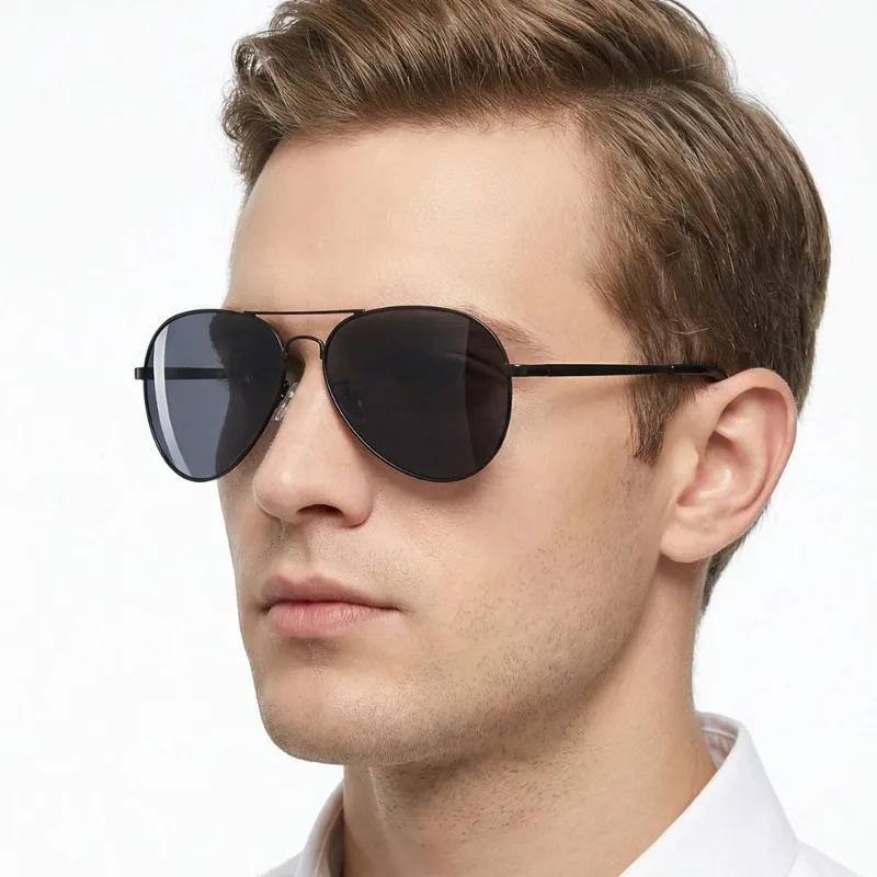 Classic Big Pilot Sunglasses Men Luxury Metal Black Aviation Sun Glasses Male Fashion Driving Vacation Shades UV400