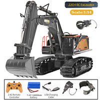 HUINA 1592 Alloy Excavator Truck 1/14 RC Radio Controlled Car 2.4G Engineering Vehicle Model 22CH Electric Car Kid Toys for Boys