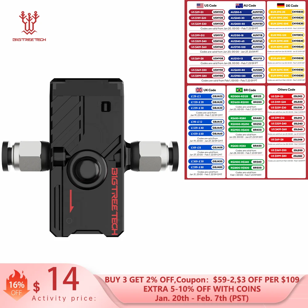 BIGTREETECH Smart Filament Sensor BTT SFS V2.0 Break Detection Module Filament Monitor 3D Printer Parts For SKR V1.4 Mini E3