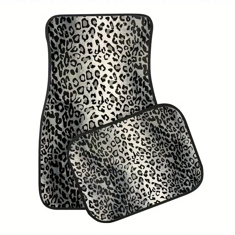 Luxury Leopard Print Car Floor Mats - Universal Fit, Durable Polyester Fiber, Elegant Interior Accessory for Front&Rear Seats view 3