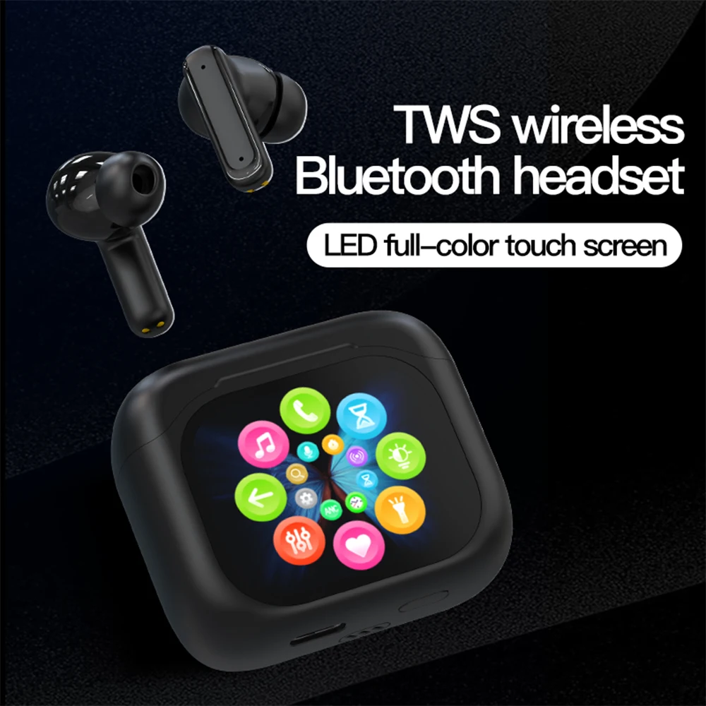 BY16 Bluetooth headset With A9 pro Touch Control LCD Screen Super Bass noise reduction Premium Sound ENC Microphone