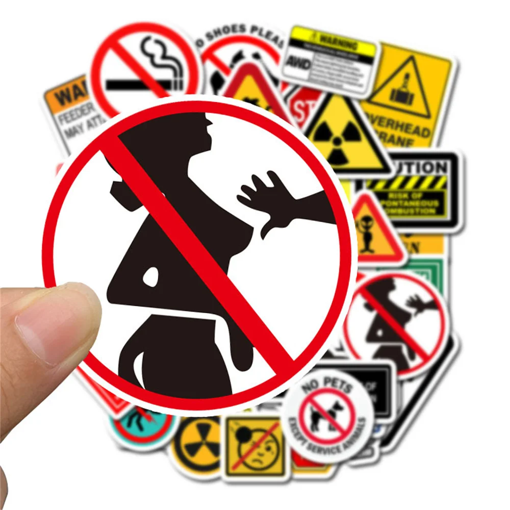 10/30/50PCS Warning Sign Graffiti iPad Toys DIY Cute Cool Stickers Scrapbook Suitcase Scooter Car PVC Sticker Wholesale