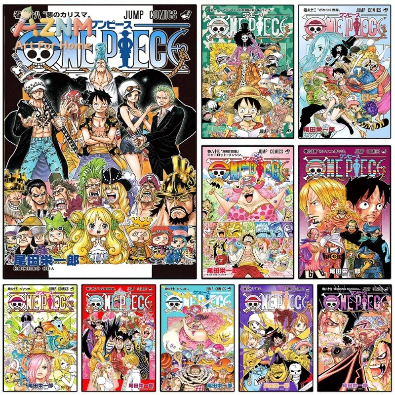 Lienzo Decorativo de Pared con la Portada del Volumen del Manga One Piece, Arco Dressrosa, Luffy y Law, Impresión en Lienzo sin Marco, Póster de Jump Comics para Niños