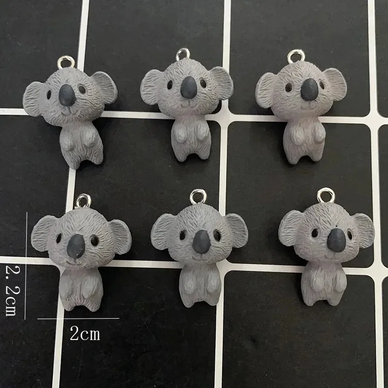 6Pcs Mini Animal Resin Pendants Kawaii 3D Gray Koala Charms Handmade DIY Accessories For Earring Keychain Making view 2