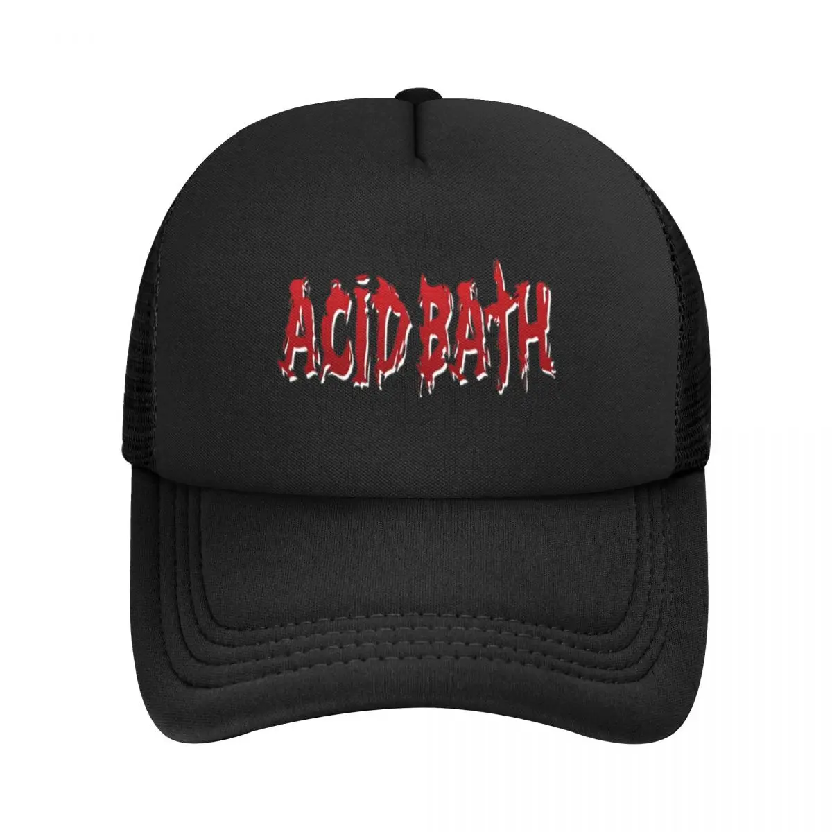 Adulto Mesh Baseball Cap, Acid Bath Banda Logo, Trucker Hat, Metal Música Pai Hat, Ajustável, Poliéster, Verão