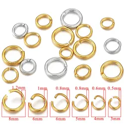 100-200pcs/lot 3/4/5/6/7/8/10mm Stainless Steel Gold Plated Jump Ring Connector for Diy Jewelry Making Accessories Wholesale