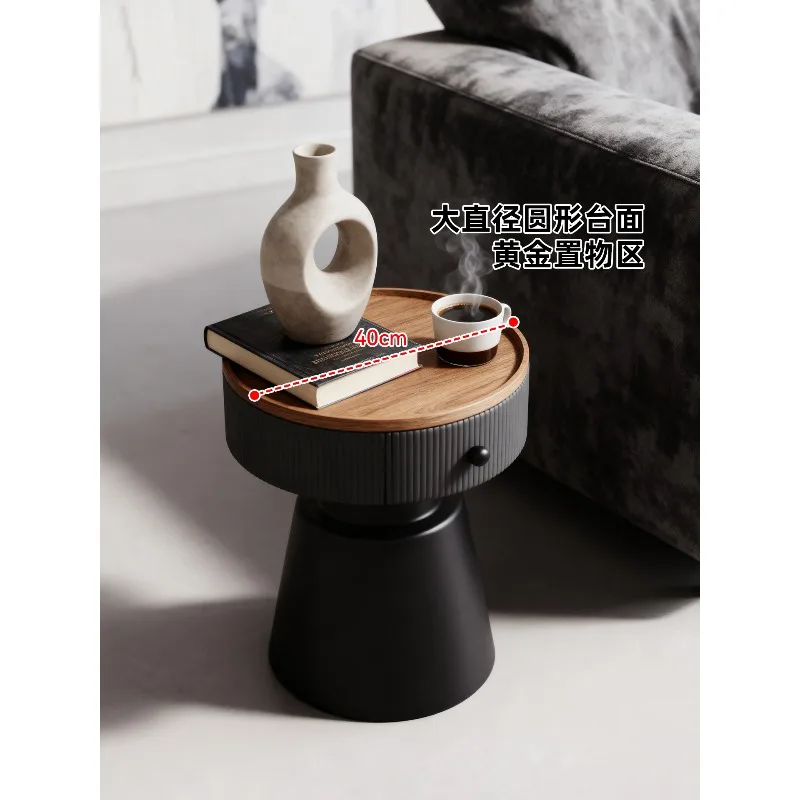 

Light Luxury Sofa Side Table - Small Round Coffee Table for Living Room Vintage Style Minimalist Creative Corner Table Furniture