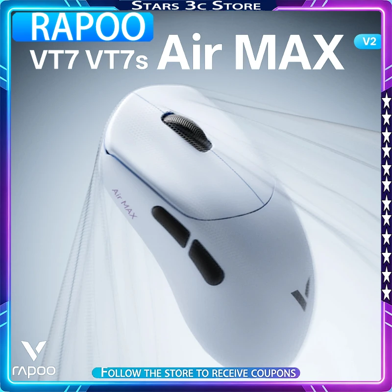 Rapoo VT7s VT7 Air MAX V2 Mouse PAW3955 Dual 8K Embedded Keel Structure Skin-friendly Anti-slip Coating Low Latency Gaming Mouse
