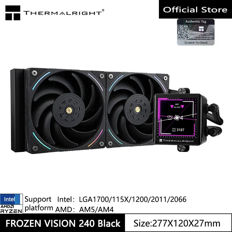 Thermalright Frozen Vision 240 Black Water -cooled radiator/2.88 LCD display screen/support custom image/video/animation/LGA1700