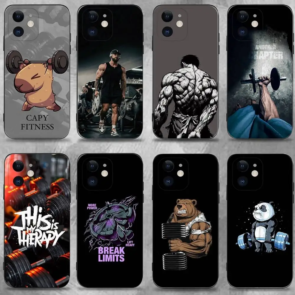 

Fitness Bodybuilding Workout Phone Case For iPhone 16,15,14,13,12,11 Plus,Pro Max,XS,X,XR,SE,Mini,8,7,Soft Silicone Black Cover