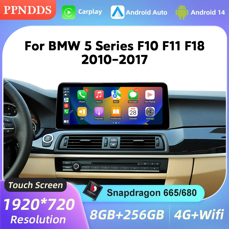 

PPNDDS Android 14 Car Stereo Radio DSP 10.25'' Screen Wireless Carplay for BMW 5 Series F10 F11 F18 2010-2017 with Qualcomm 665