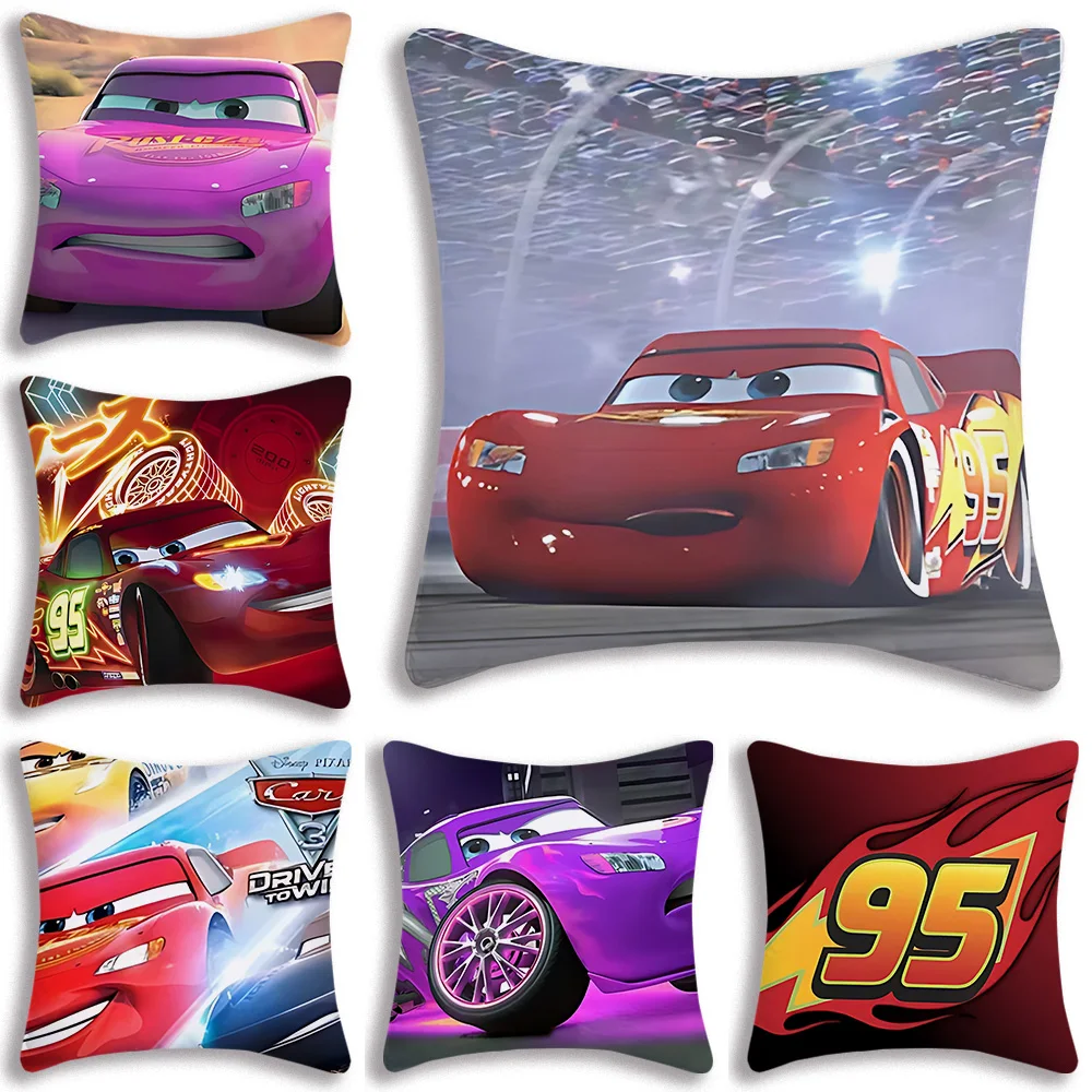 Car Lightning McQueen Sofia Princess Pillow Covers Cartoon Sofa Decorative Home Double-sided Printing Short Plush Cushion Cover