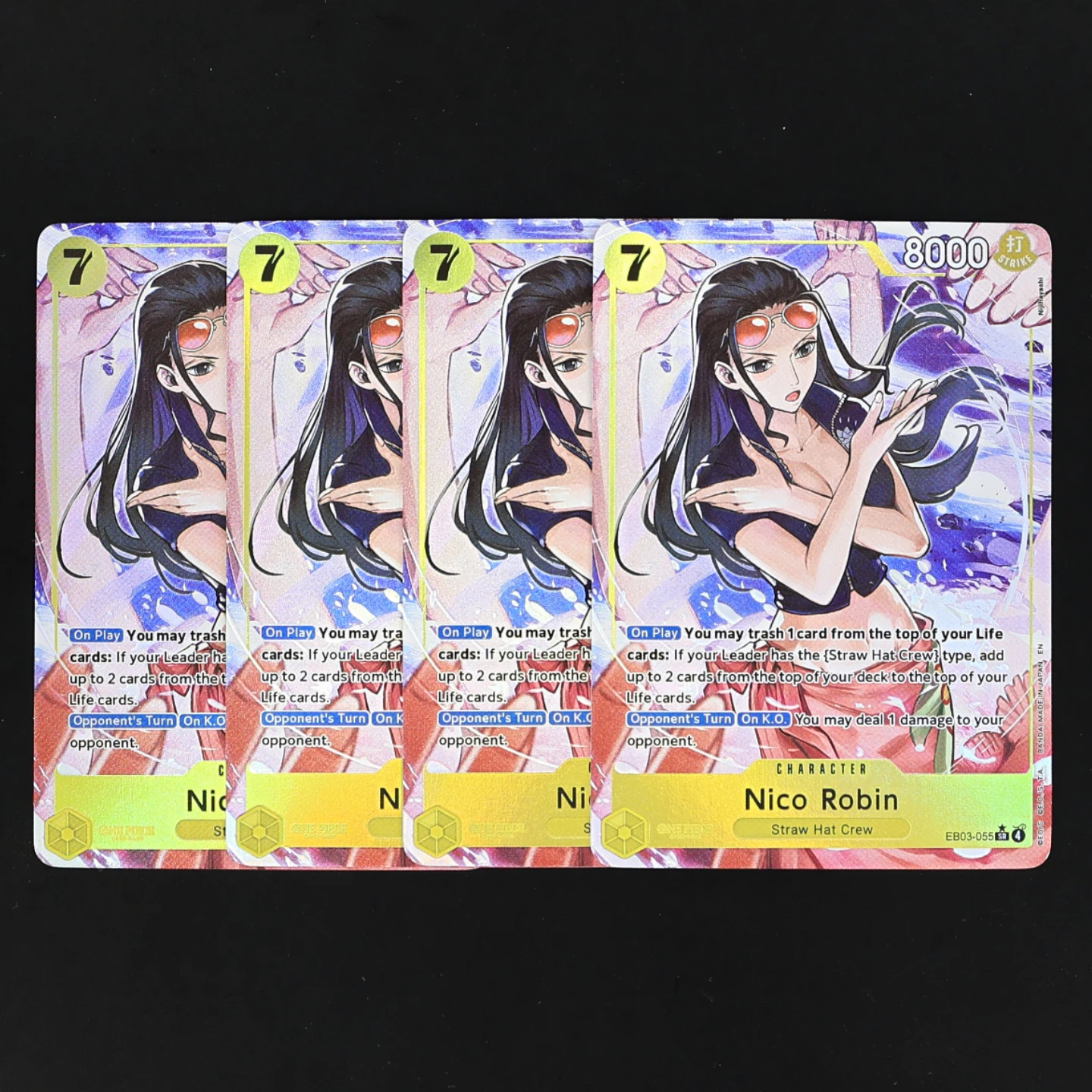 EB03-055 Robin SR AA One Piece TCG OPCG Juego de Cartas Coleccionables en Inglés, 7 Costo, Tarjeta de Robin Amarilla con Textura Metalizada, Cartas Coleccionables de Anime