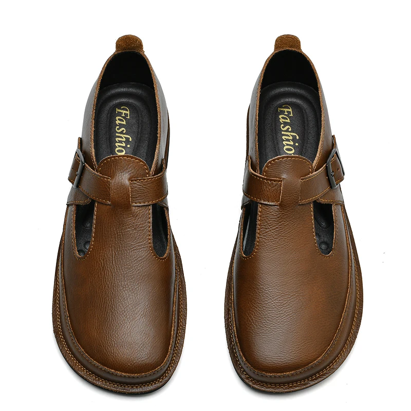 2026 Summer Men'S Fashionable High-End Loafers Low Top Leather Buckle Casual Shoes Suitable For Daily Adult Formal Occasions