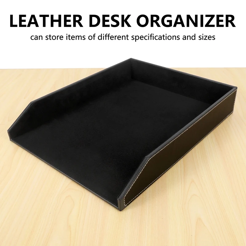 PU Leather Collection Letter Tray,Document Desk Stackable Office File