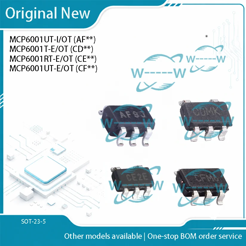 10-50PCS) MCP6001UT-I/OT AF MCP6001T-E/OT CD MCP6001RT-E/OT CE MCP6001UT-E/OT CF MCP6001U MCP6001 MCP6001R SOT-23-5 IC CHIP