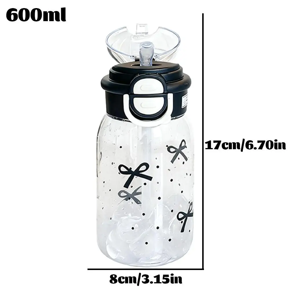 زجاجة مياه لطيفة مع غطاء بلاستيكي محمول منبثق من القش كوب ماء للأطفال زجاجة كاواي مقاومة للتسرب زجاجة شرب لطيفة #6