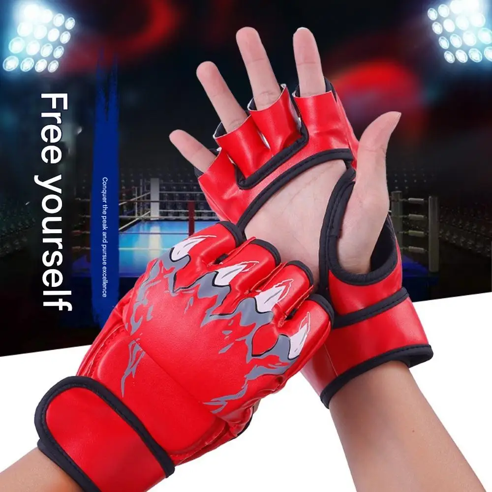 

Pro-Grade Adult Fingerless Boxing Gloves - Extra Padding Reinforced Knuckle Protection for Sanda, Heavy Bag & Combat Training