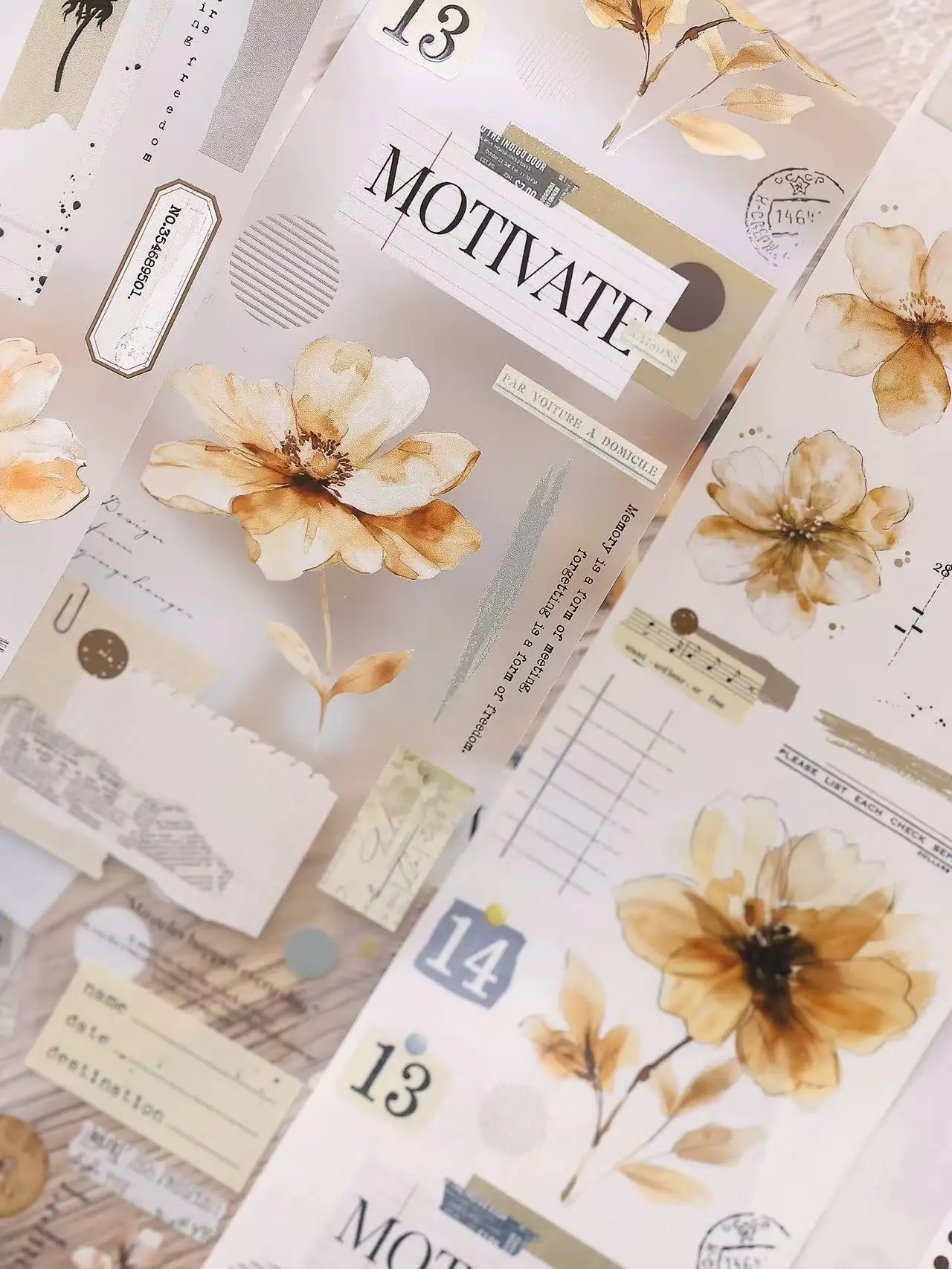 XiaoBaiJia Studio Vintage Journal Notes Butterfly Floral Washi PET Tape DIY Card Making Scrapbooking Plan Decorative Sticker