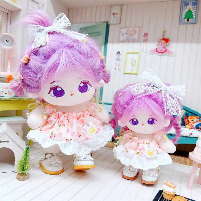 10/20cm Kawaii Cherry Heart Dress White Bow Suit DIY Dress Up Idol Stuffed Plush Soft Naked Doll Clothes for Kids Girls Gifts