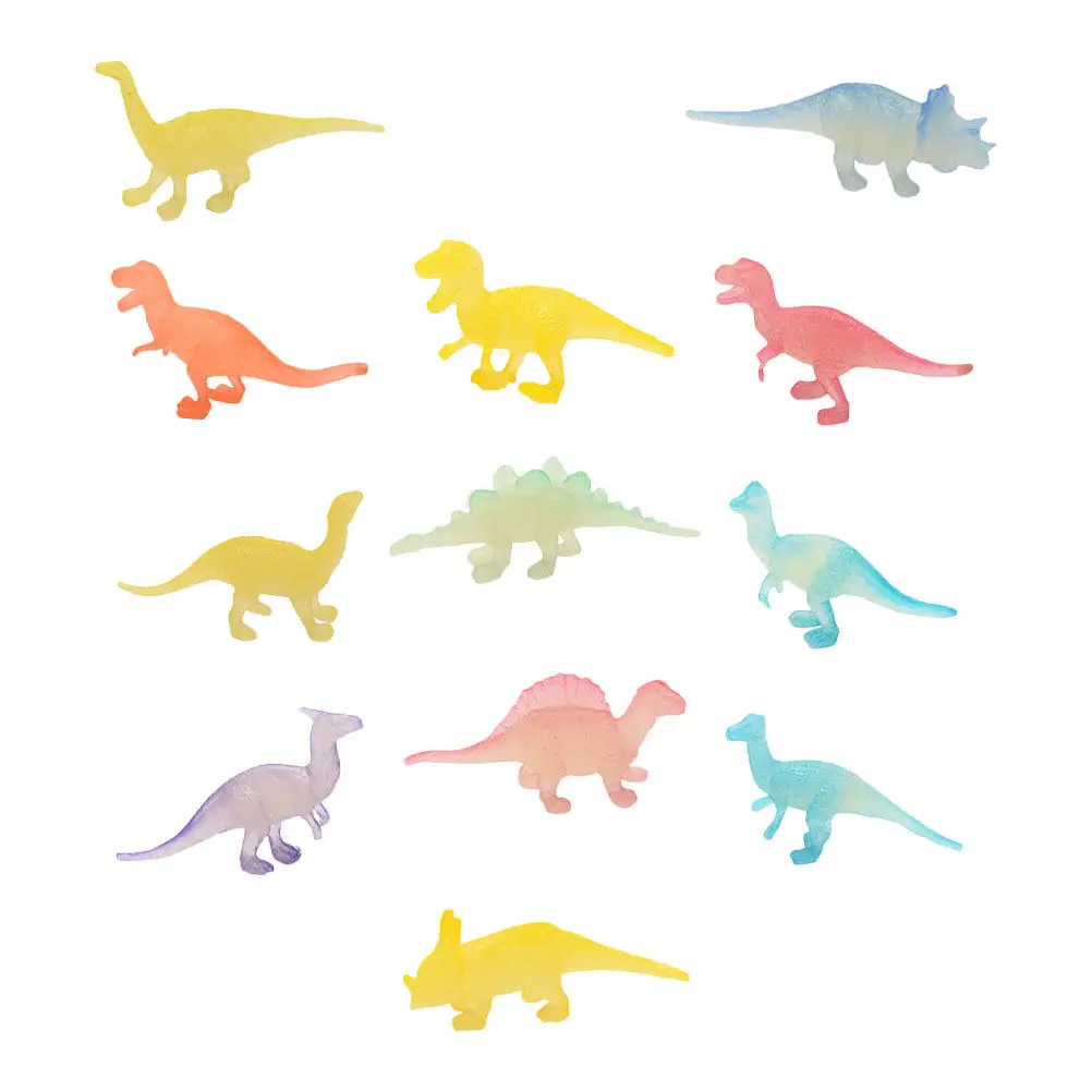 

Набор из 12 светящихся в темноте игрушек-динозавров: Премиум-пластик, светящиеся, для детских праздников, развивающие, для ролевых игр, для дома и улицы