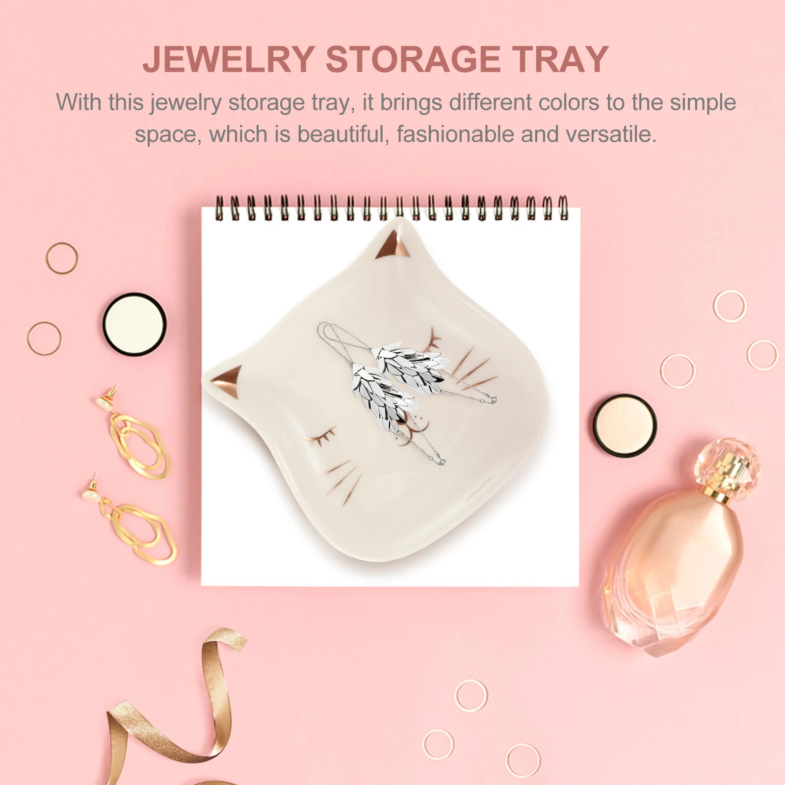 

2Pcs Cat Design Jewelry Storage Trays Ceramic Rings Necklace Bracelet Organizer Display Shelf Sushi Fruit Tray