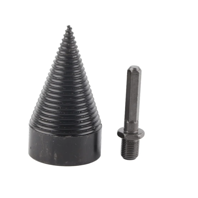 

Firewood Drill Bit Wood Log Splitter Carbon Steel Cone Hex Shank Drilling Tool Black 50mm / 1.97in