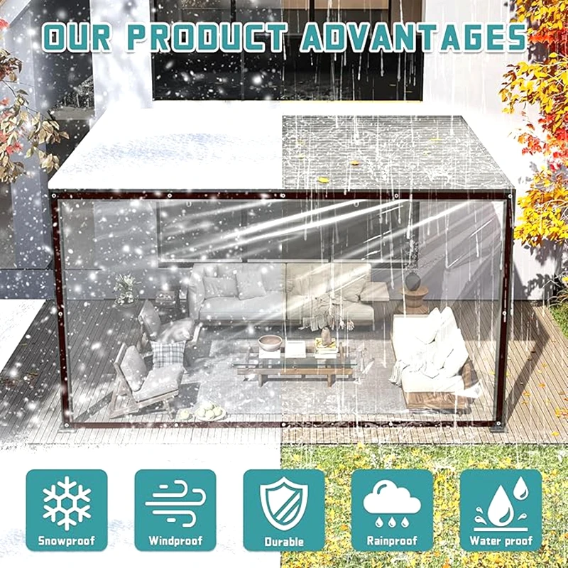 0.55mm Customizable Transparent Waterproof Cloth For Balcony Windows Garden Pavilions Greenhouses Windproof Warm Cold-resistant