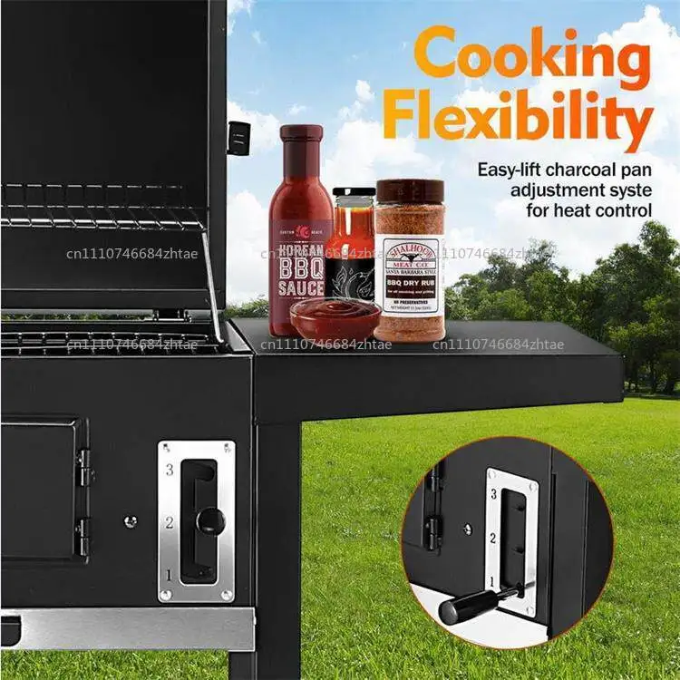 Smoked Grill Home Barbecue Grill Thickened Large Barbecue Stove,With Wheels For Outdoor Camping Party
