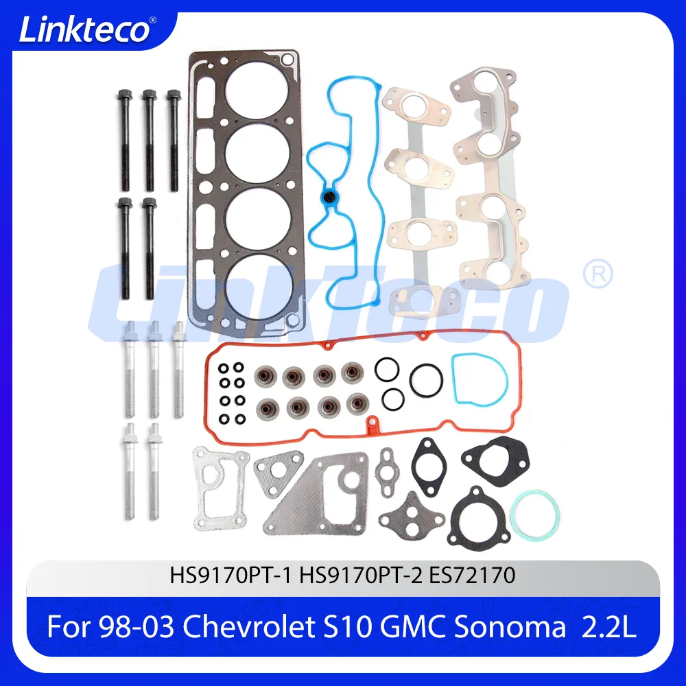 Juego de pernos de junta de culata para motor 2.2 L OHV LN2, compatible con Chevrolet S10 Cavalier, GMC Sonoma, Pontiac Sunfire, Isuzu Hombre 2.2L de 1998-2003