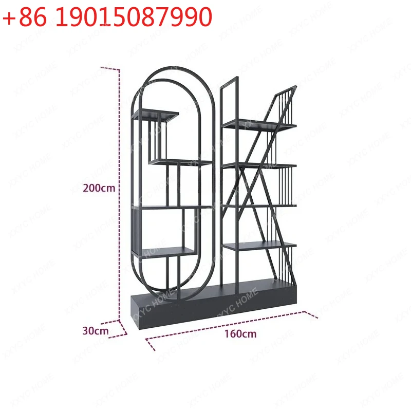 

A Wrought iron creative floor bookshelf shelf shelf flower stand partition store display shelf bookcase