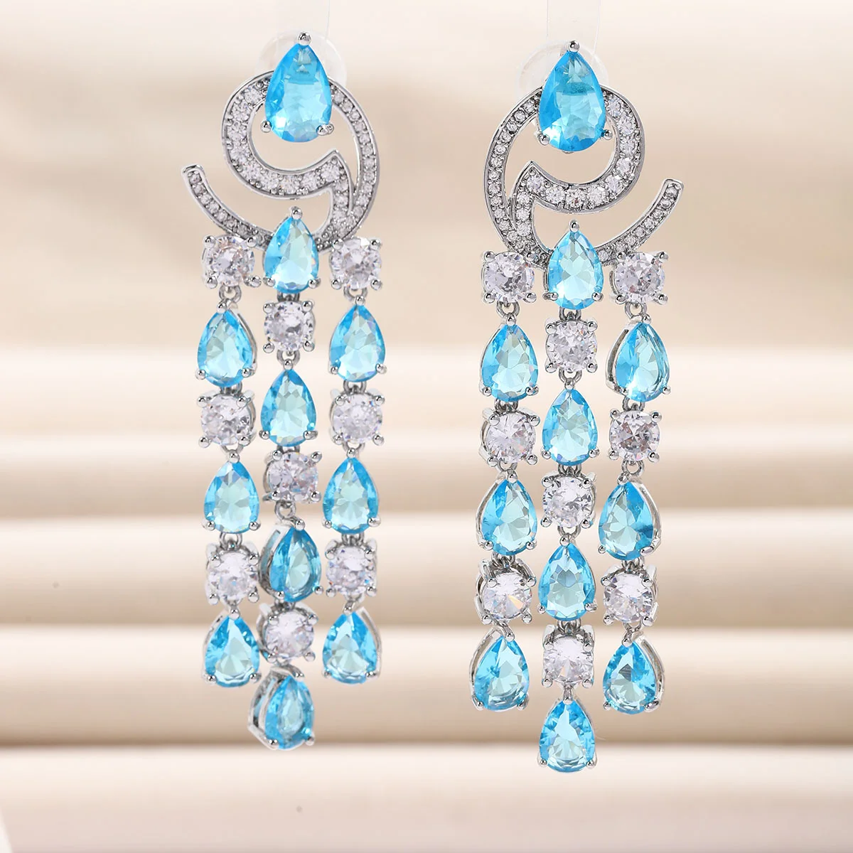 

Серьги-подвески с разноцветными камнями CZ и серебряными элементами 925 пробы, сверкающие роскошные украшения для женщин