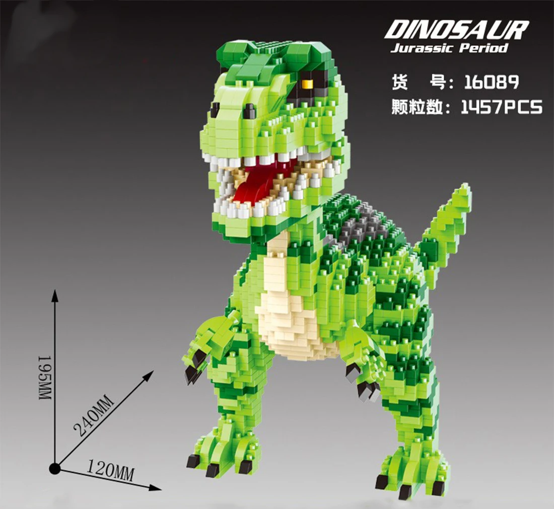 BALODY DIY Dinosaur Mini Building Blocks Tyrannosaurus Rex Velociraptor 3D Model  Micro Bricks Puzzle Figure Toys For Kids Gift