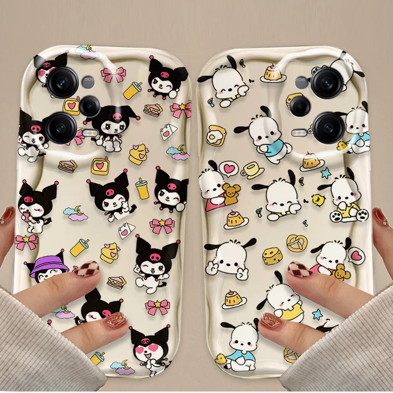 Full Screen Pochacco Hello Kitty Wave Case For Samsung Galaxy S24 Ultra S23 S22 Plus S21 S20 FE A25 A55 A35 A15 A16 A05 A05S A06