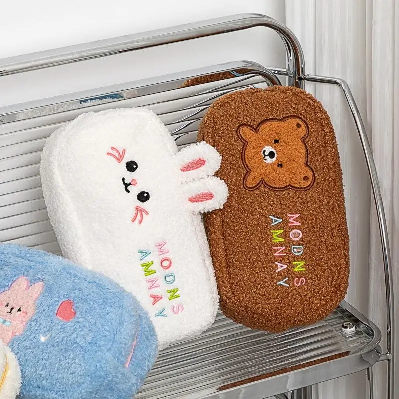 Multifunction Cartoon Rabbit Bear Pencil Case Large Capacity Pen Bag Supplies Stationery Storage Bag