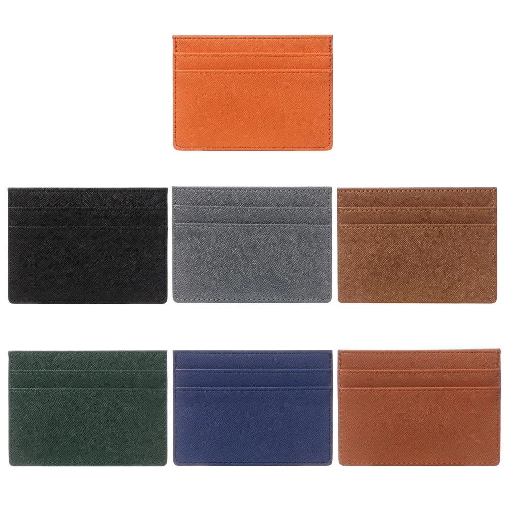 Women Men PU Leather Slim Wallets Coin Purse Business ID Card Holder Double Side Cards Storage Wallet High Quality