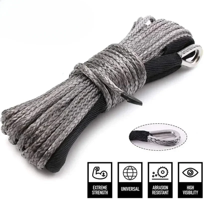 8200 Pound Electric Winch Rope Nylon Rope High-strength Fiber Rope 6mmx15m Car Trailer  Trailer Belt