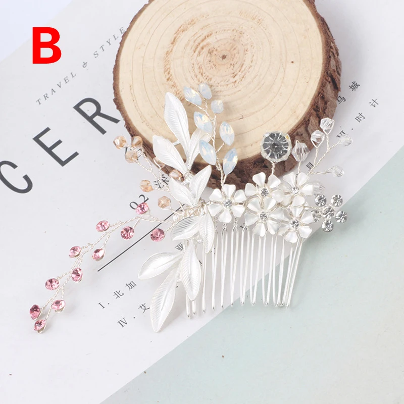 1pc Flower Bride Wedding Hair Vine Pearl Bridal Hair Piece Leaf Hair Accessories Rhinestone Headband For Women And Girls