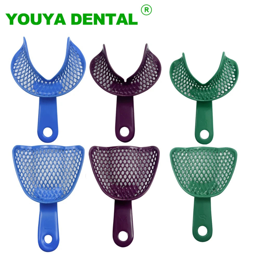 6pcs/set Dental Impression Trays S/M/L Upper Lower Teeth Holder Edentulous Jaw Impression Tray Dentistry Materials Dentist Tools