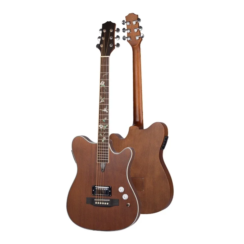 

40 inch matte full peach blossom core folk guitar, electric acoustic box guitar, full single board effect device